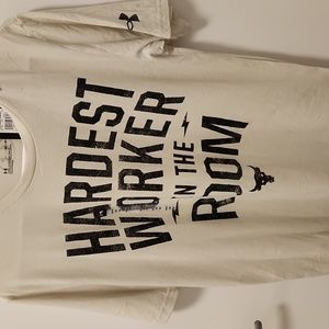 Under Armour Project Rock "Hardest Worker in the Room" shirt. Men's Size Medium.